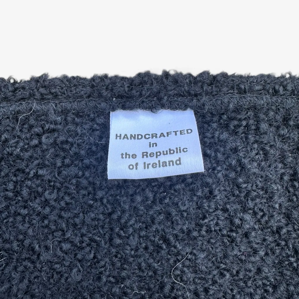 Irish Handcrafted Wool Blend Textured Black Scarf 60% Wool - Image 3