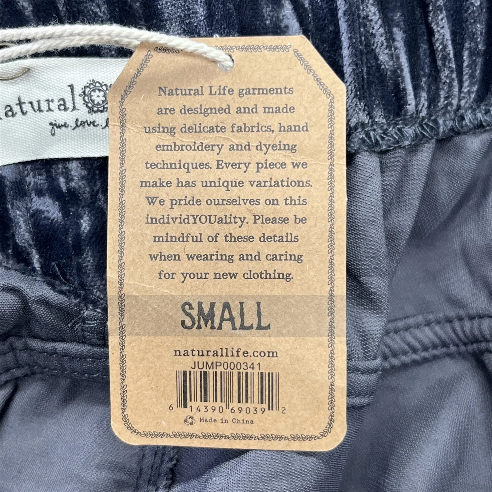 Natural Life Dakota Tie Crush Velvet Overalls Jumper Charcoal Wide Leg Boho Smal - Image 4