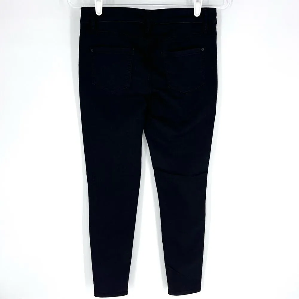 Bisou Bisou Michele Bohbot Womens Skinny Jeans Black with Gold Embroidery Size 4 - Image 4