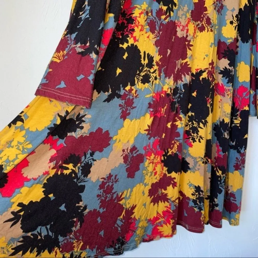 Rachel Pally Dark Foliage Golden Bell Sleeve V-Neck Mini Dress Size Small - Image 6