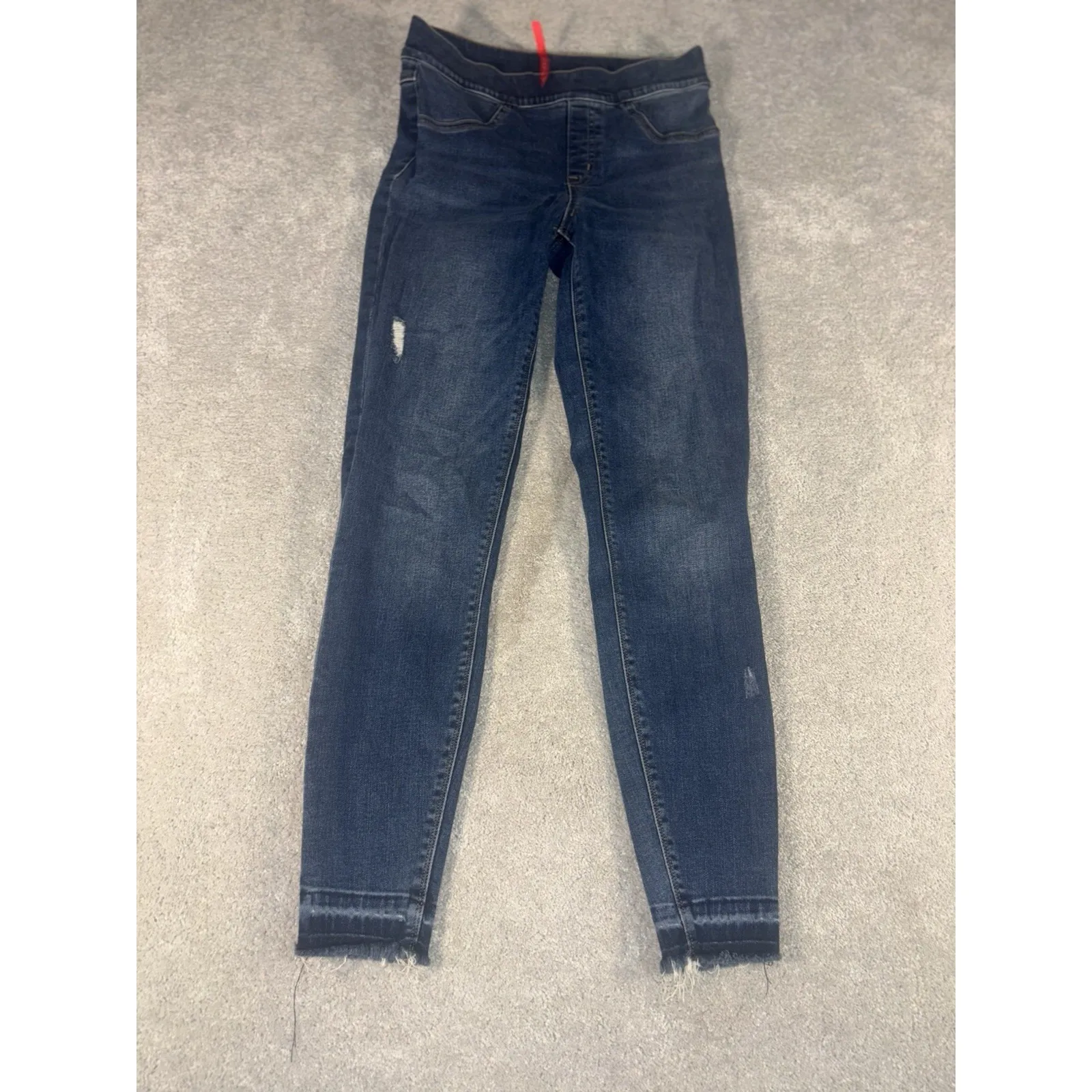 Spanx Denim Leggings Small Tummy Control Skinny Cut Off Distressed High Rise‎ - Image 3