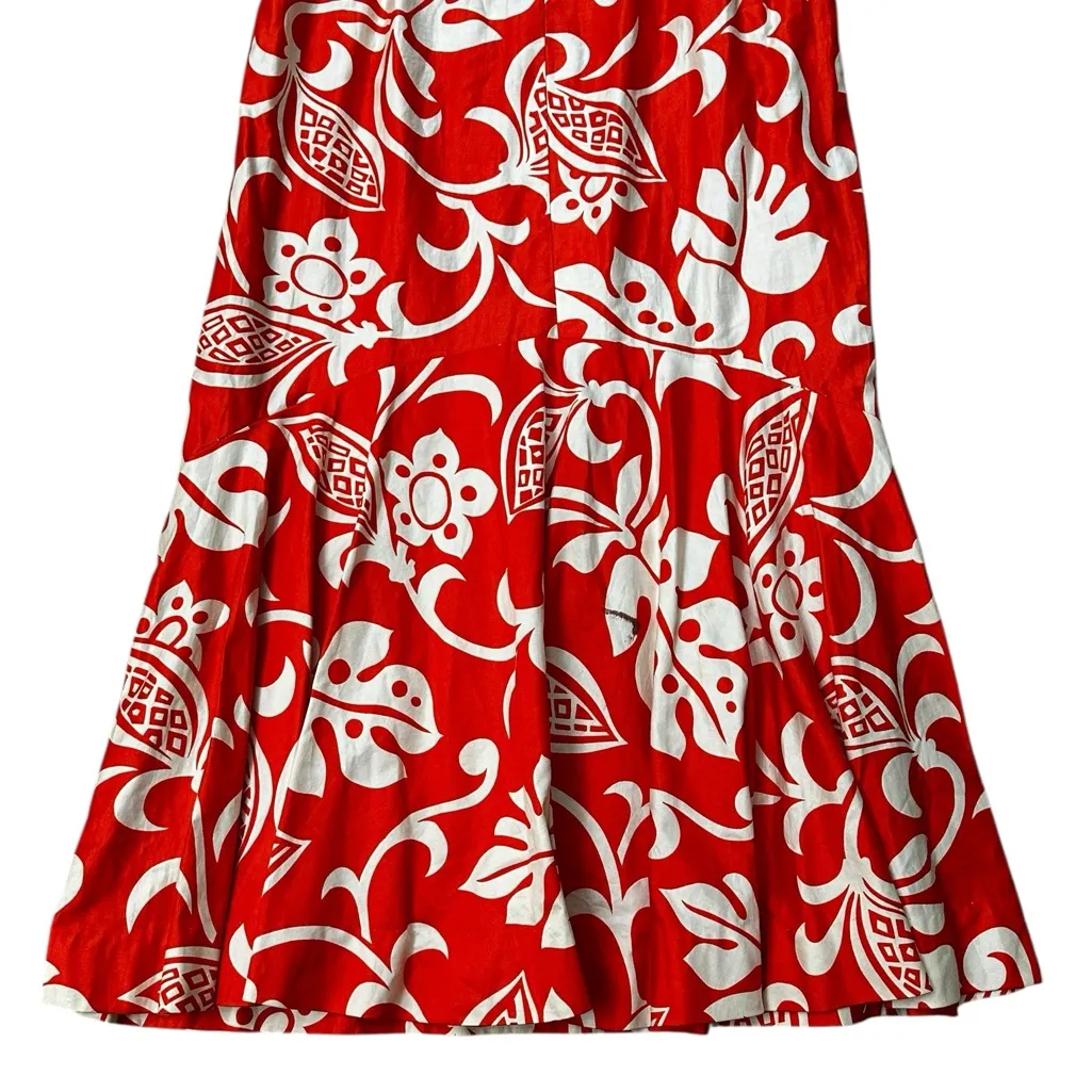 Alice Of California Vintage 60s Hawaiian Floral Maxi Dress Luau Orange Size 16 - Image 10