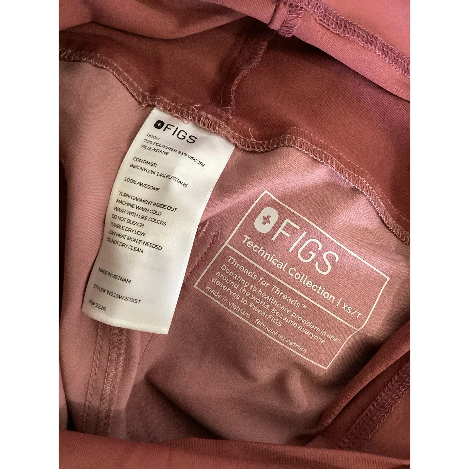 FIGS Scrub Pants Womens XS Tall Maternity Pink Yola Skinny Yoga Waistband Cargo - Image 2