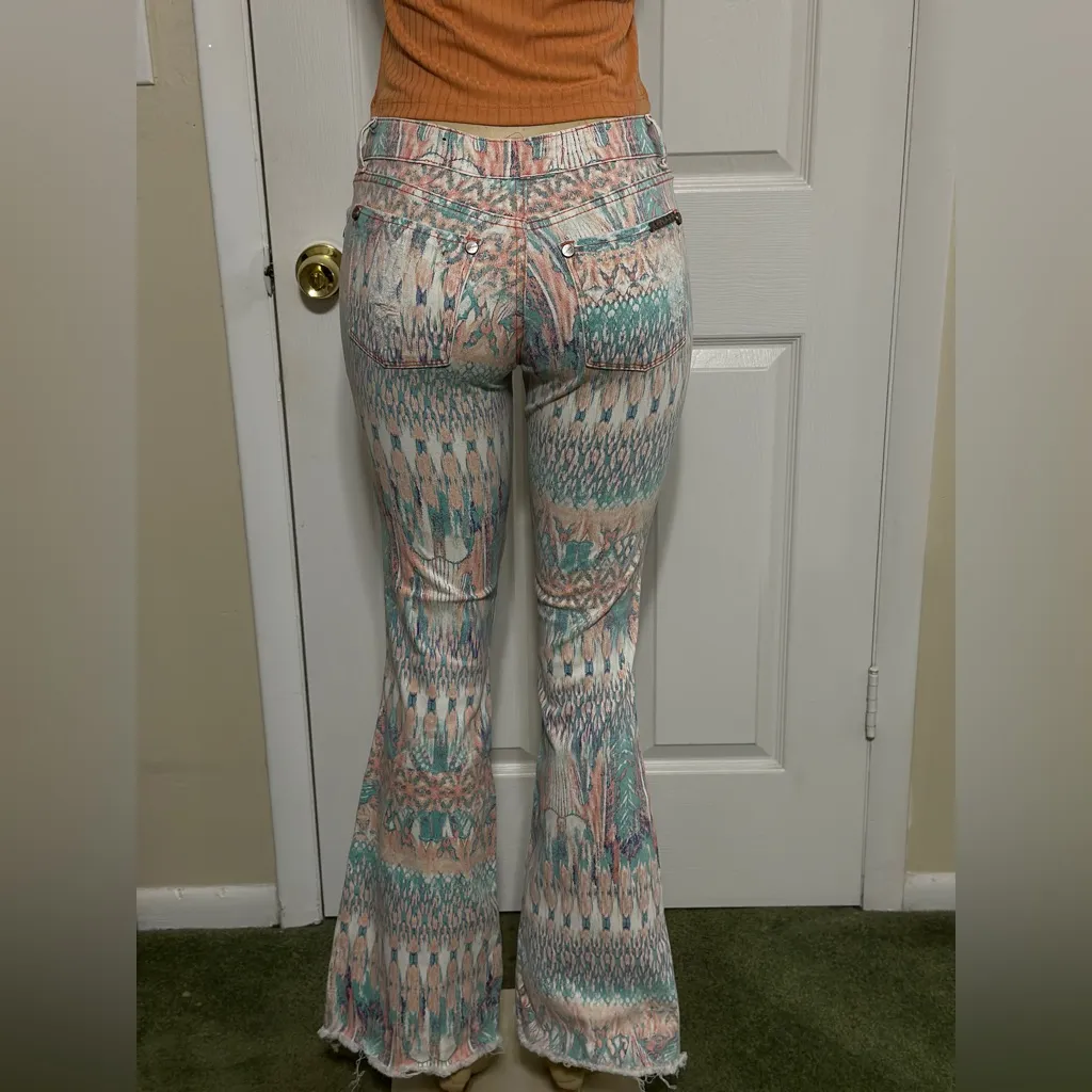 Brazilian John John Multicolor Distress Pants and flared leg Jeans Green Size 6 - Image 2