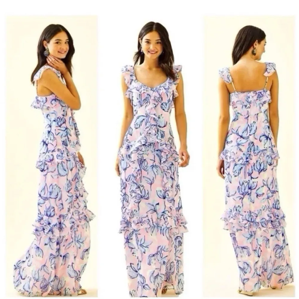 Lilly Pulitzer Riland Sweet Pea Pink Chasing The Sun Maxi Dress 00 - Image 2