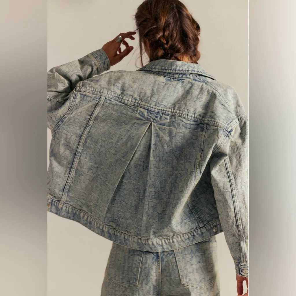 We The Free People Jacquard Letters
Denim Jacket Size Medium - Image 3
