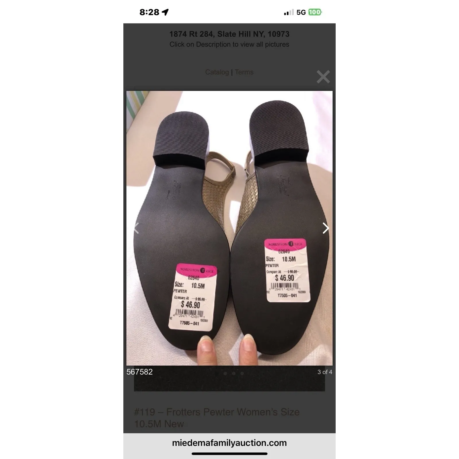 Trotters Pewter Woven Sling Pump Women's‎ 10.5M Leather Ballet Flats Shoes Gold Size 10.5 - Image 3