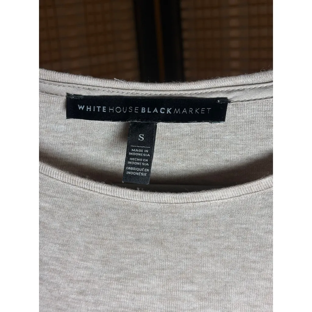 White House Black Market Long Sleeve Oatmeal Heather Tee S - Image 2