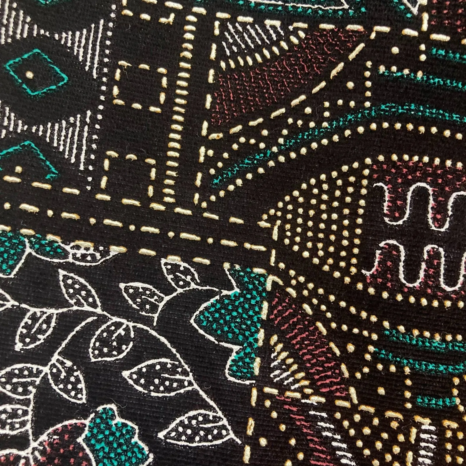 Vintage Michele Leslie Black Velvet Vest M Tribal Print Retro Unique - Image 8