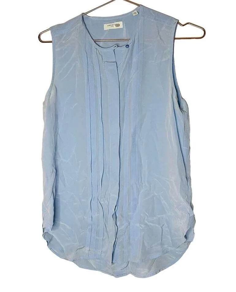 EQUIPMENT FEMME Amaury Silk Baby Blue Button Up Sleeveless Top Size Extra Small - Image 3