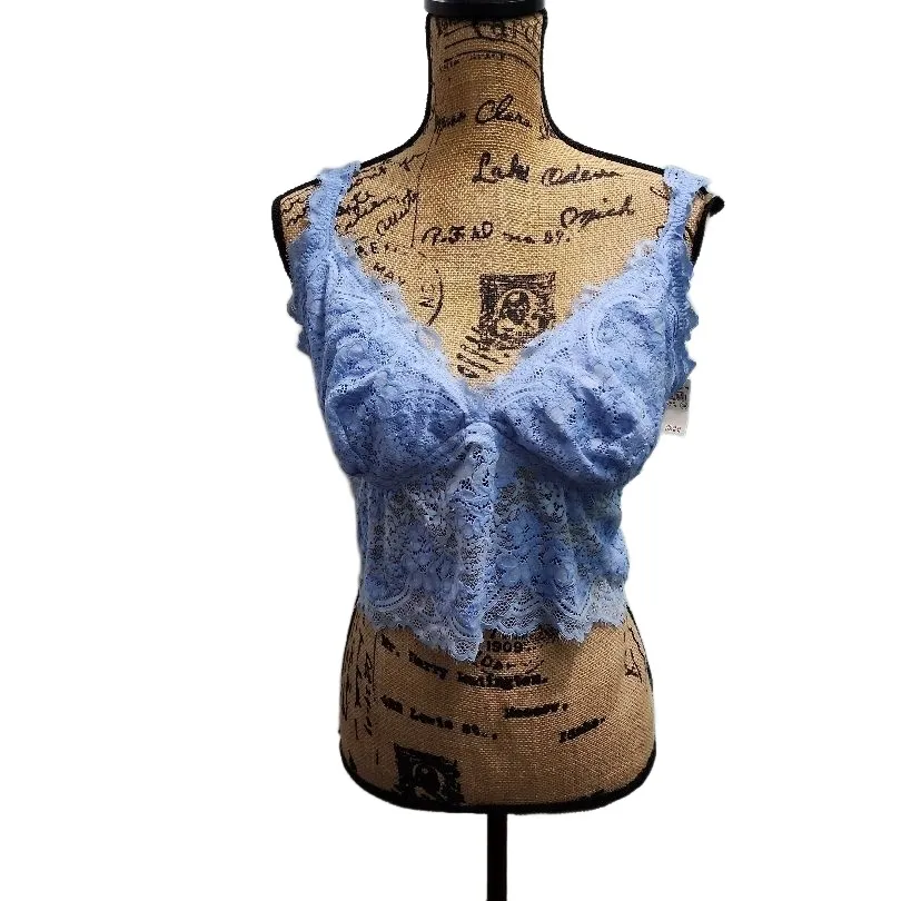 Aerie Bralette Womens Size XL‎ Light Blue Lace V Neck Scalloped Hem Romantic - Image 2