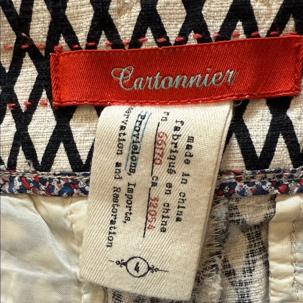 Anthro CARTONNIER Charlie Ankle Pants Black & White Diamond Print Size 4 - Image 8