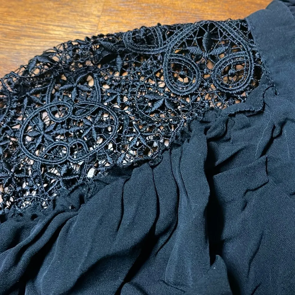 Haute Hippie Kamila Jet Black Lace Ruffle Top Size XS - Image 9