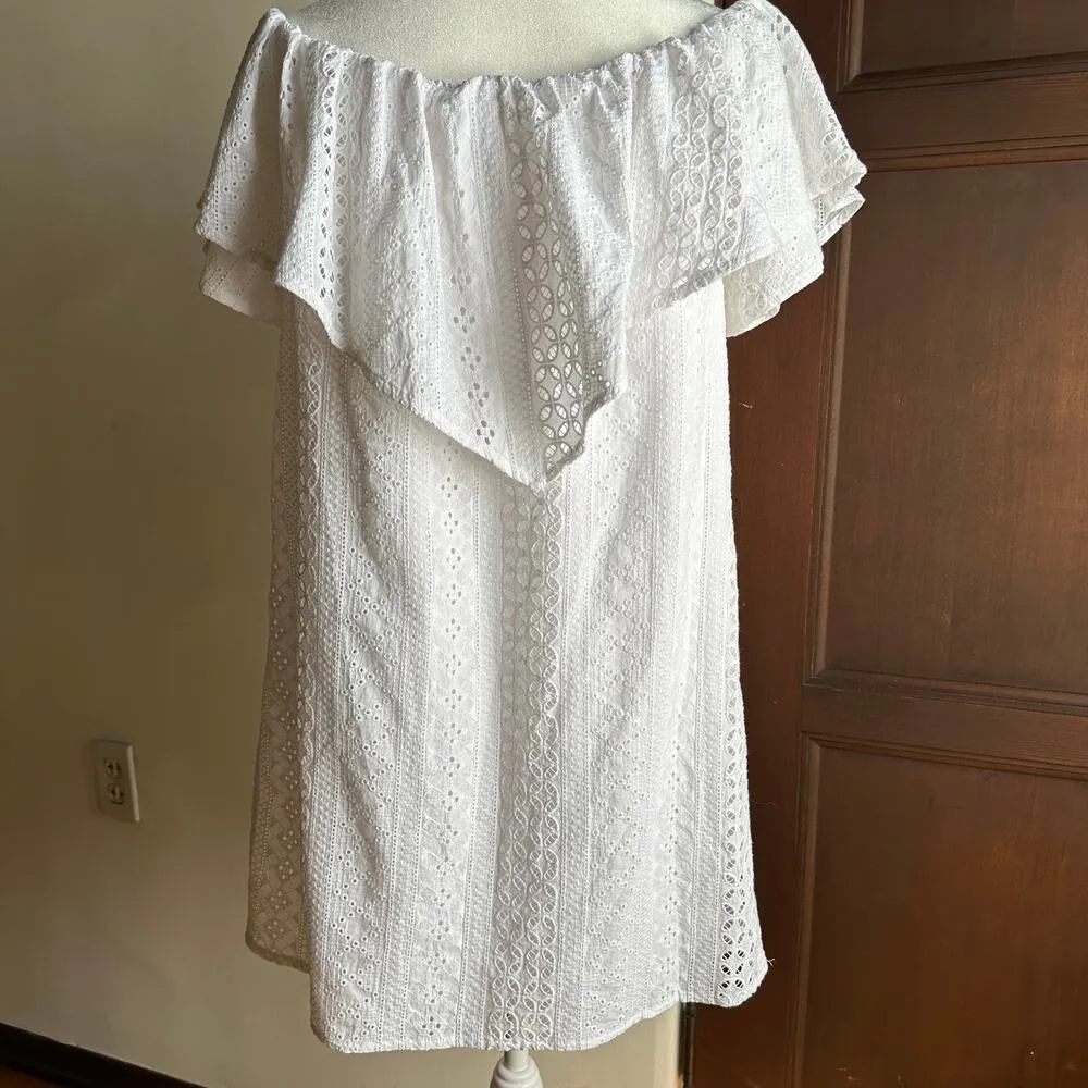 Amanda Uprichard Off Shoulder White Eyelet MiniDress - Sz. S - Image 4
