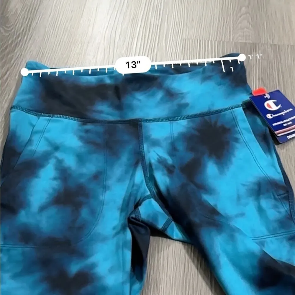 Champion Blue & Black Tie Dye Print Mid Rise Sport Jogger Tight in Cloud Burst M - Image 9