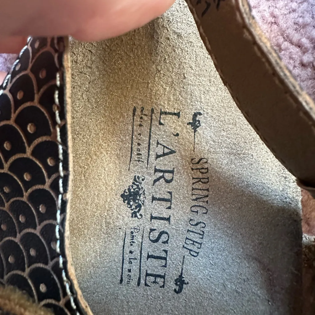 Spring Step L'Artiste Novato Leather Multi Color Slingback Sandals Sz 41 flaw - Image 6