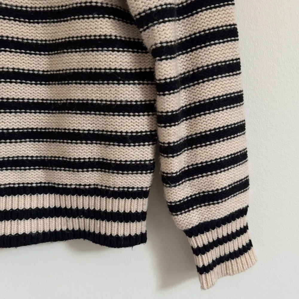 J. CREW Cable-Knit Mock-neck Pullover Sweater Size Small Stripe Jewel Buttons - Image 4