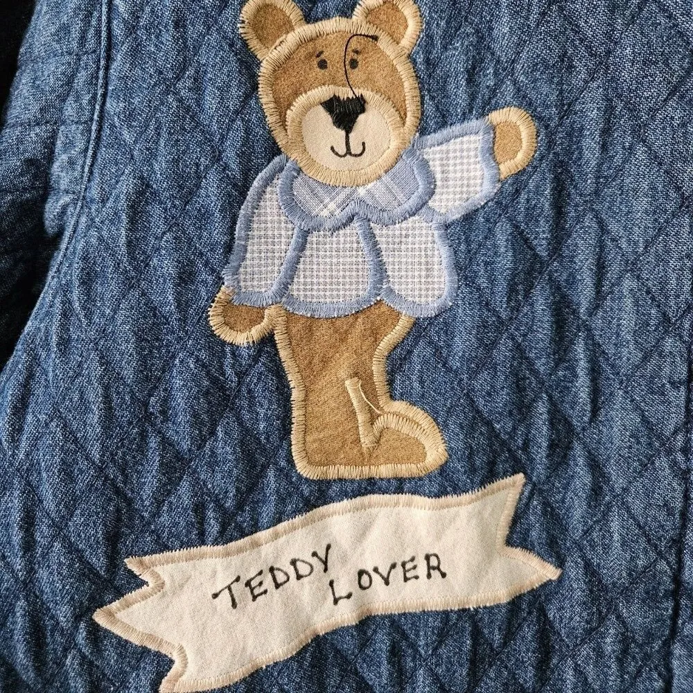 Haiks Jacket Womens M Barn Coat Quilted Denim Bear Teddy Lover Graphic Vintage Blue Size M - Image 5