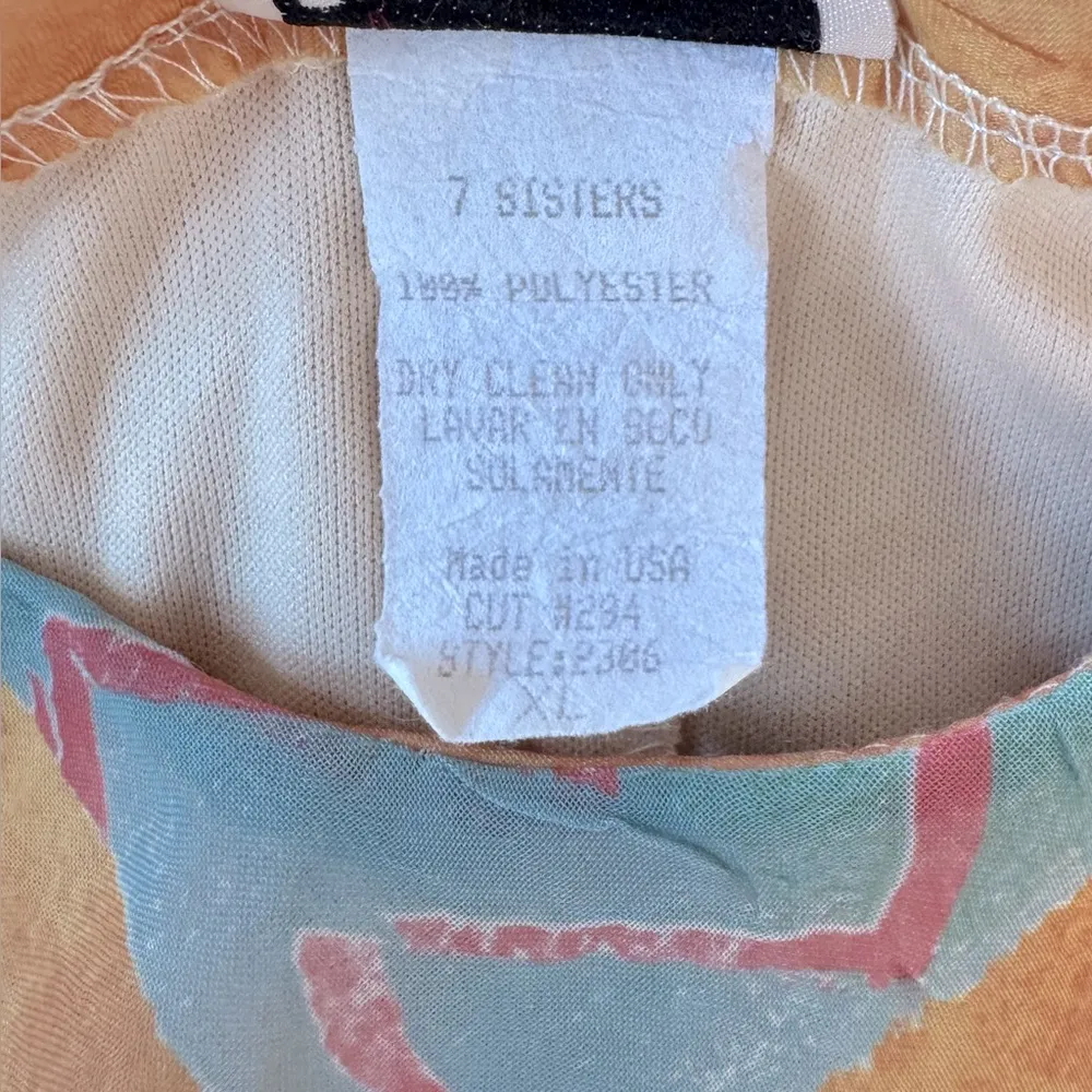 Vintage ‘90s 7 Sisters U.S.A. Southwest Print Side Tie Short Sleeve Blouse Orange Size XL - Image 5