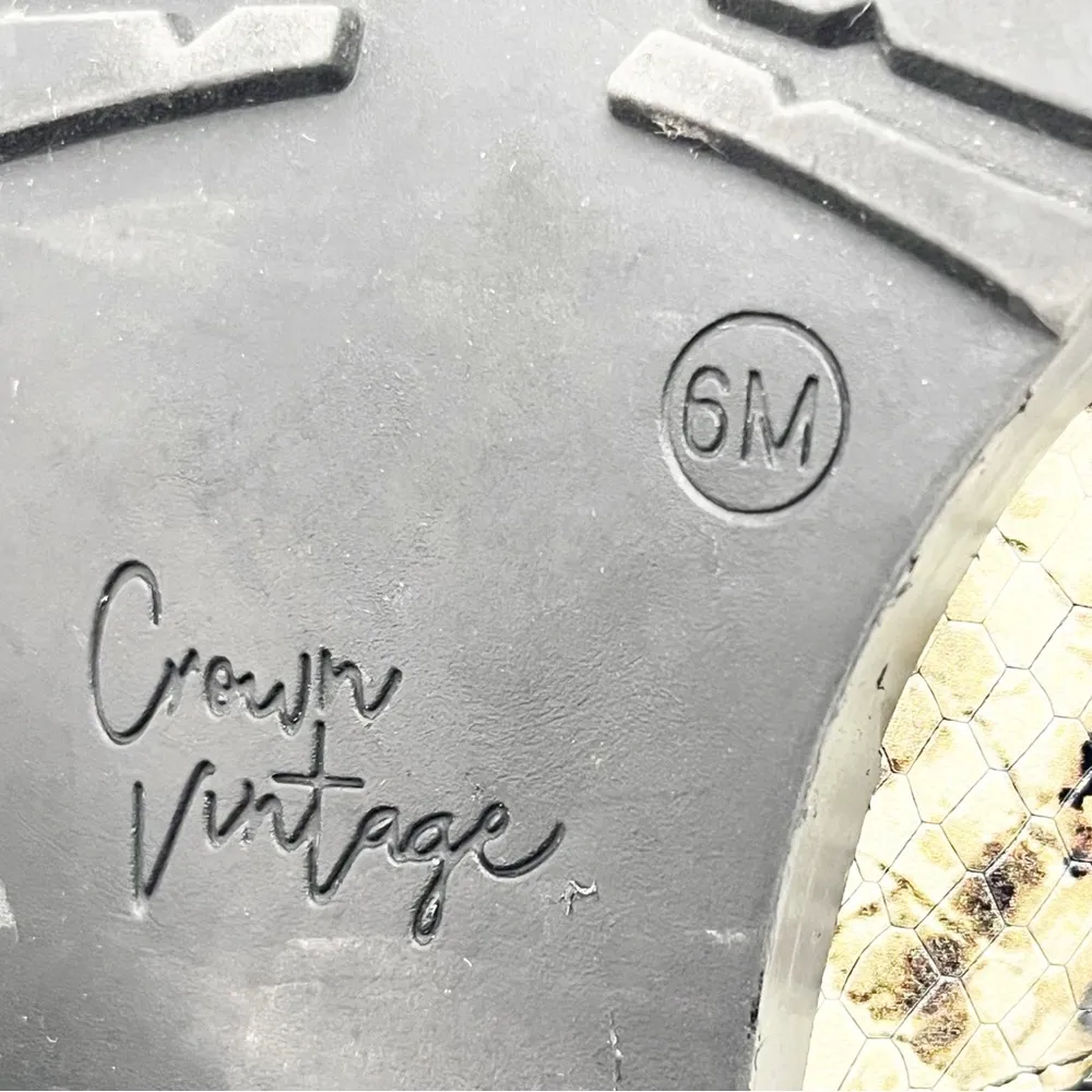 CROWN VINTAGE Faux Leather Snakeskin Embossed Slip On Mules, Size 6 - Image 3