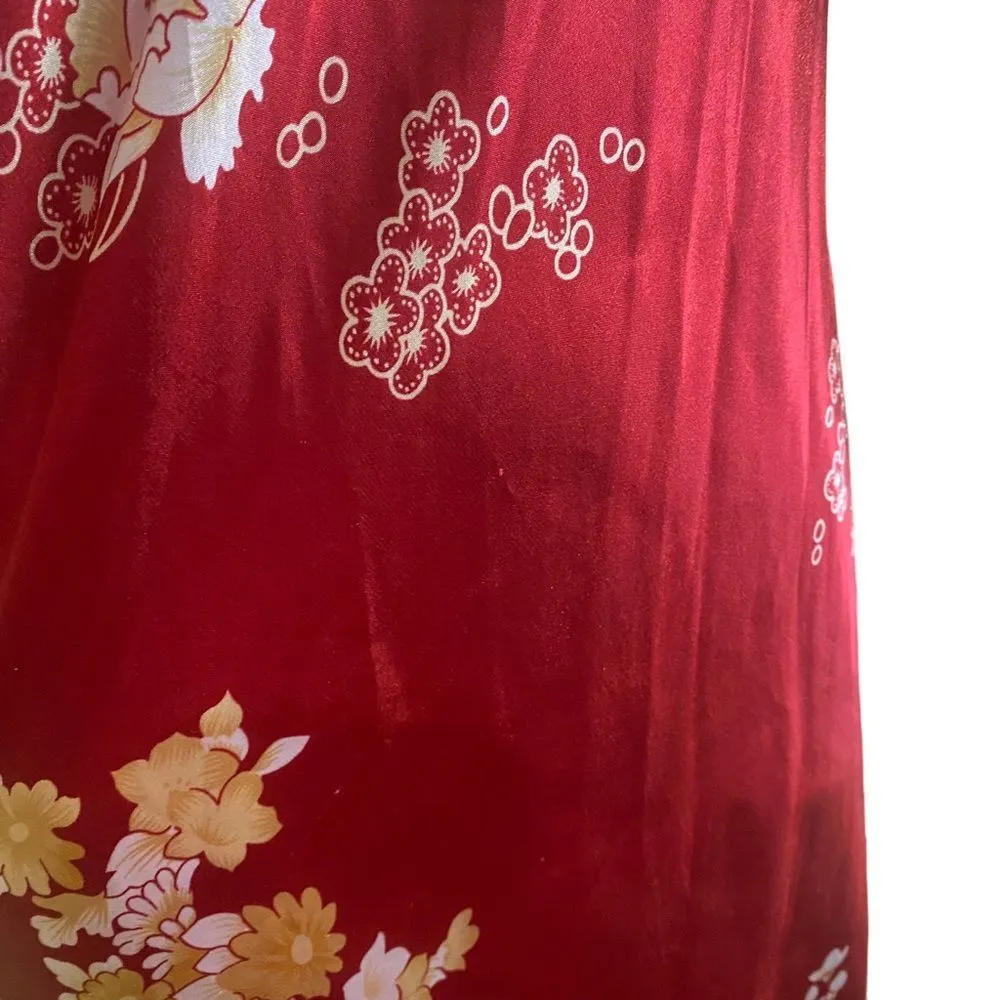 Beautiful Vintage Satin Red Gold Maxi Nightgown - Image 7