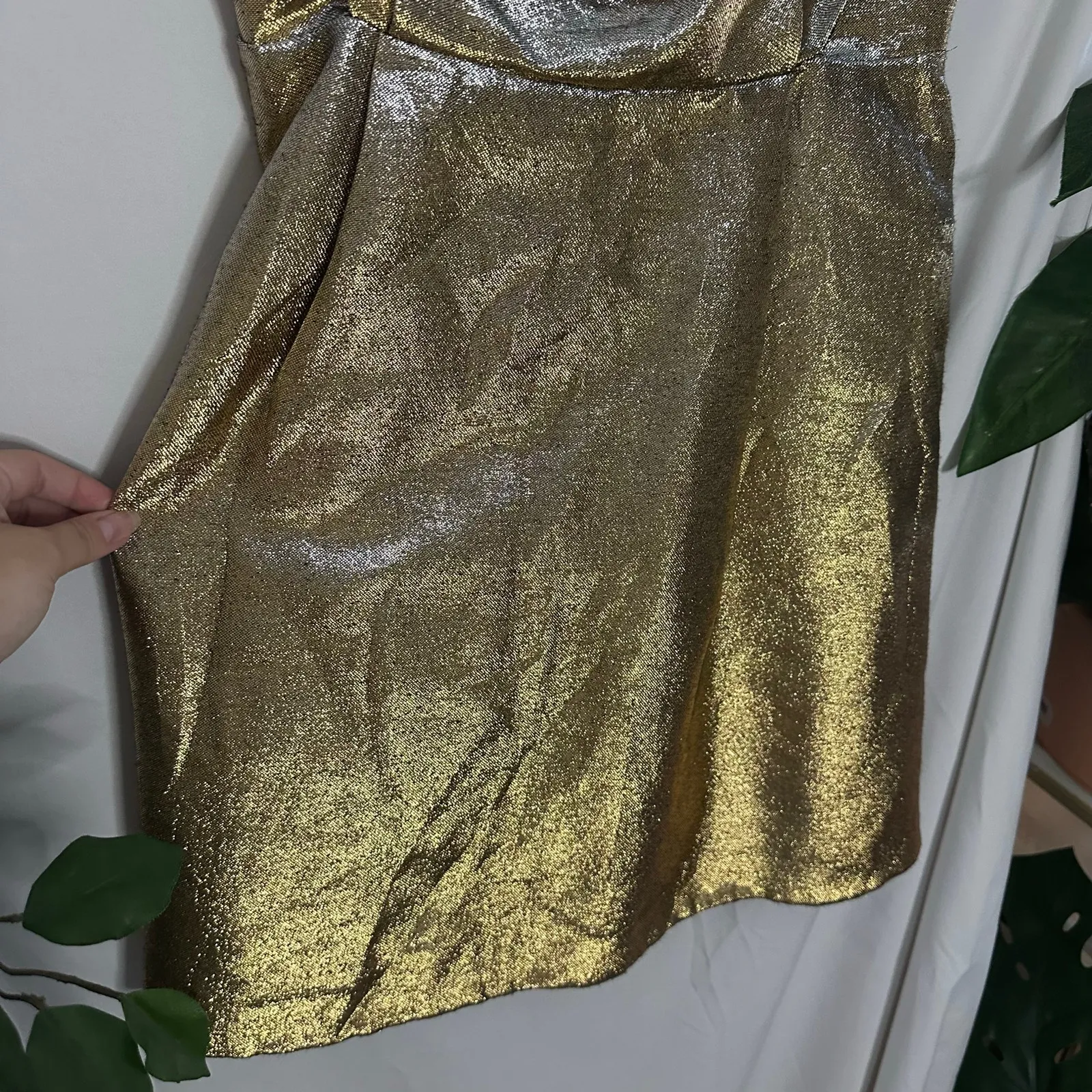 Sandro Palacia Off The Shoulder Mini Dress Metallic Gold Size L - Image 11