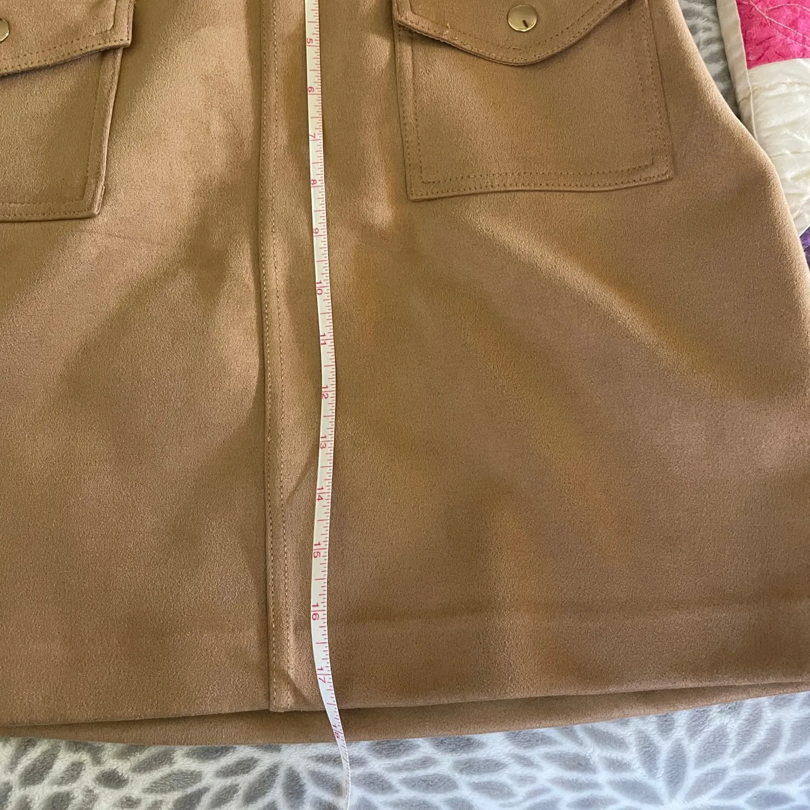 Philosophy Tan Suede A Line Mini Skirt Size 10 Retro Western Chore Soft Girl Med - Image 6