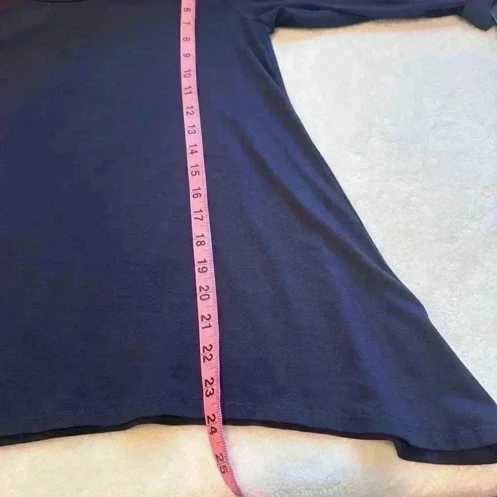 EILEEN FISHER 3/4 Sleeve Asymmetric Top Shirt Viscose Jersey Stretch Tea… - Image 6