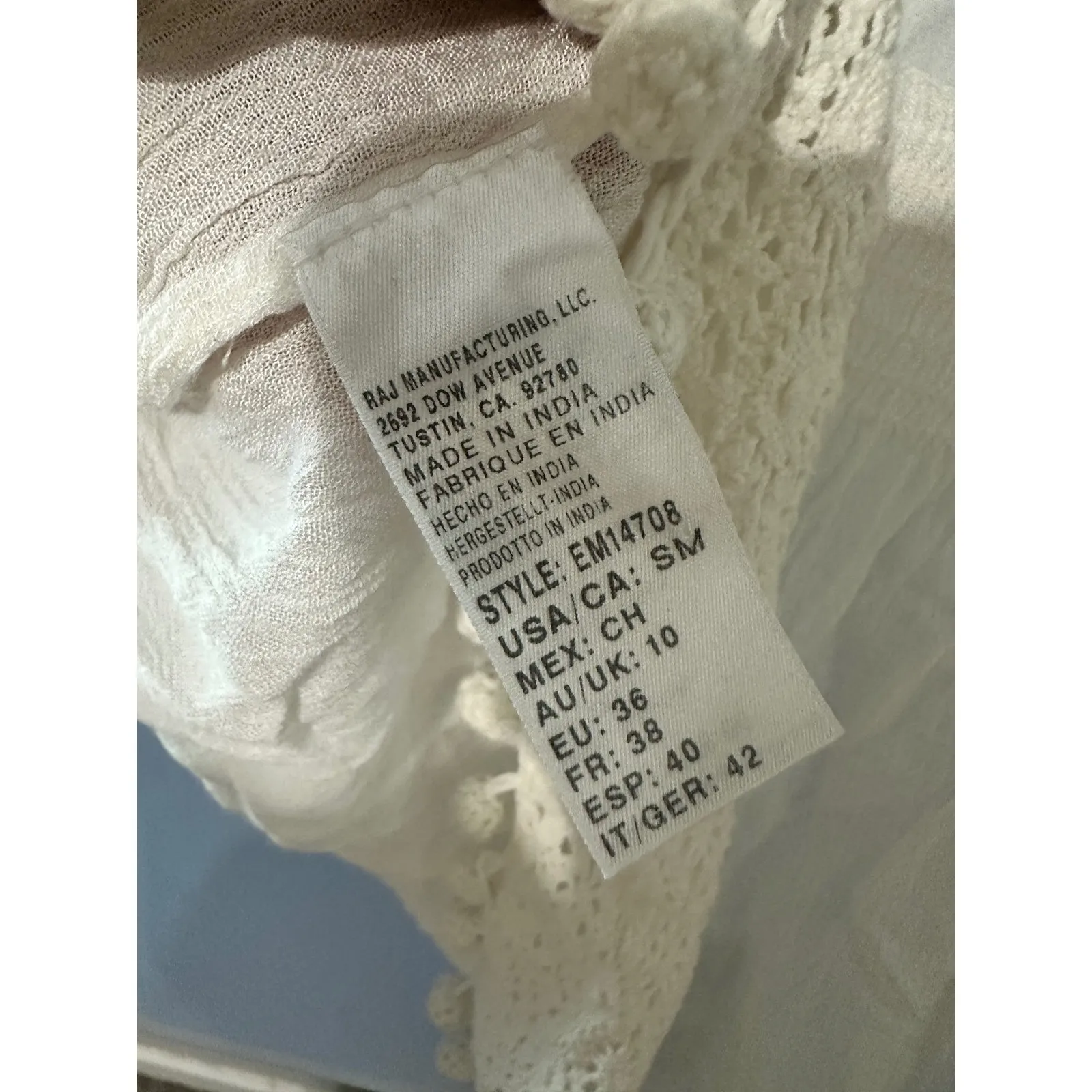 ELLA MOSS White Open Shoulder Dress Coverup Pom Pom Trim Beach Mini Dress SIZE S - Image 10