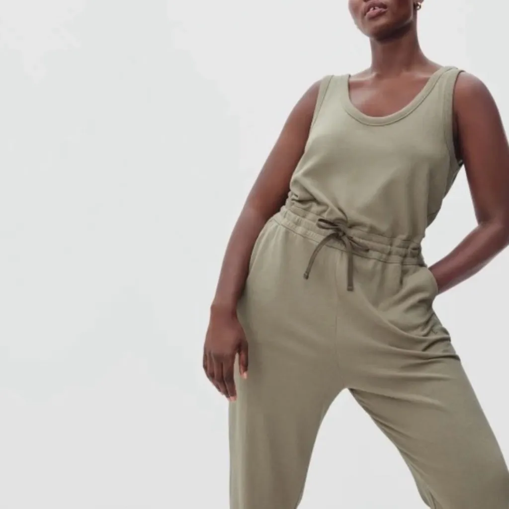 Everlane NWT The French Terry Jumpsuit in slate green size small - Image 2