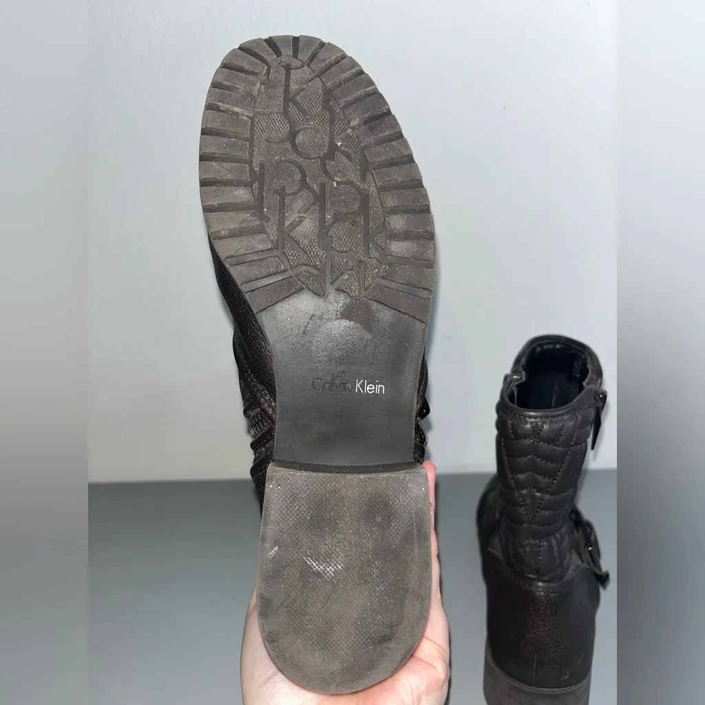 Calvin Klein Edgy Streetwear Rauline Black Quilted Ankle Moto Walden Boots Sz 9 - Image 12