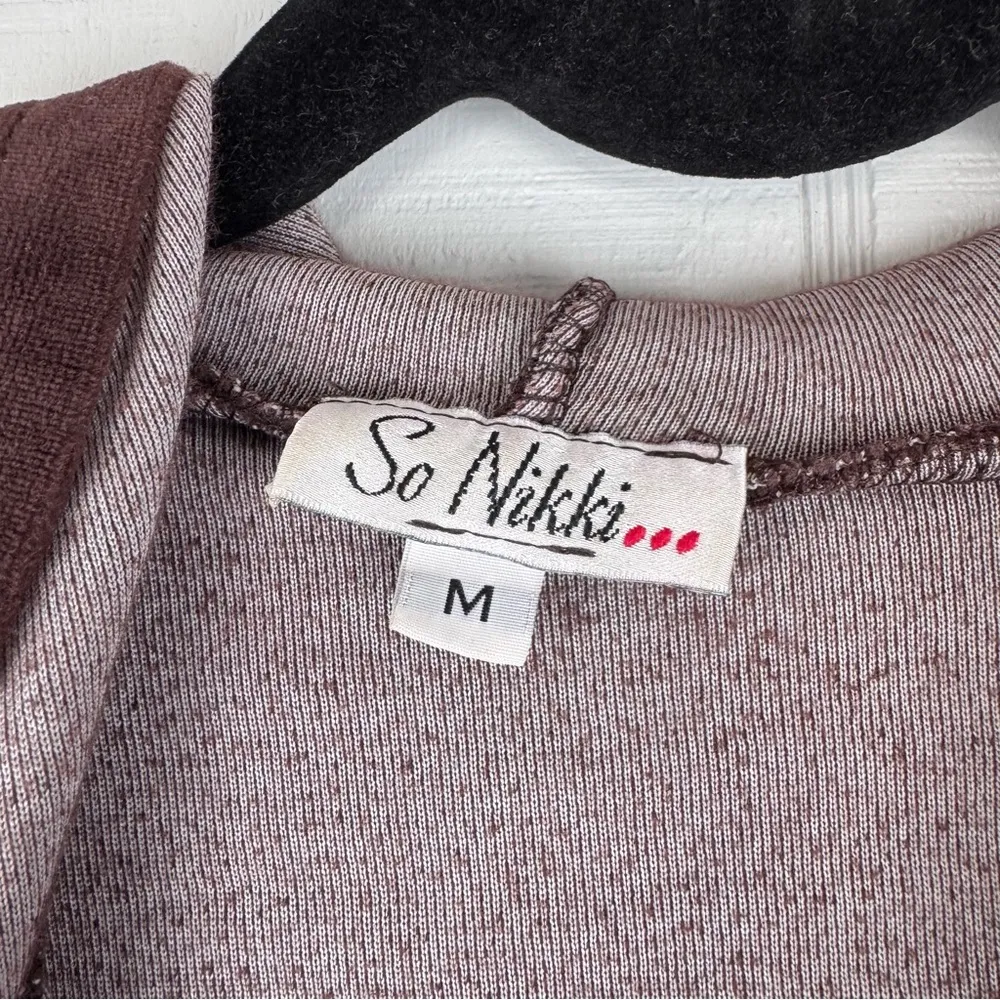 Vintage So Nikki Y2K Brown Velvet Zip Up Sweatshirt Hoodie Juniors M Size undefined - Image 3
