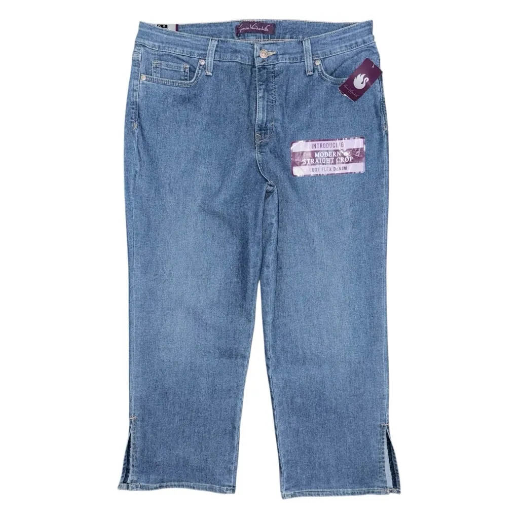 NWT Gloria Vanderbilt Generation Mid Rise Straight Cropped Jeans Split Hem Sz 16 - Image 2