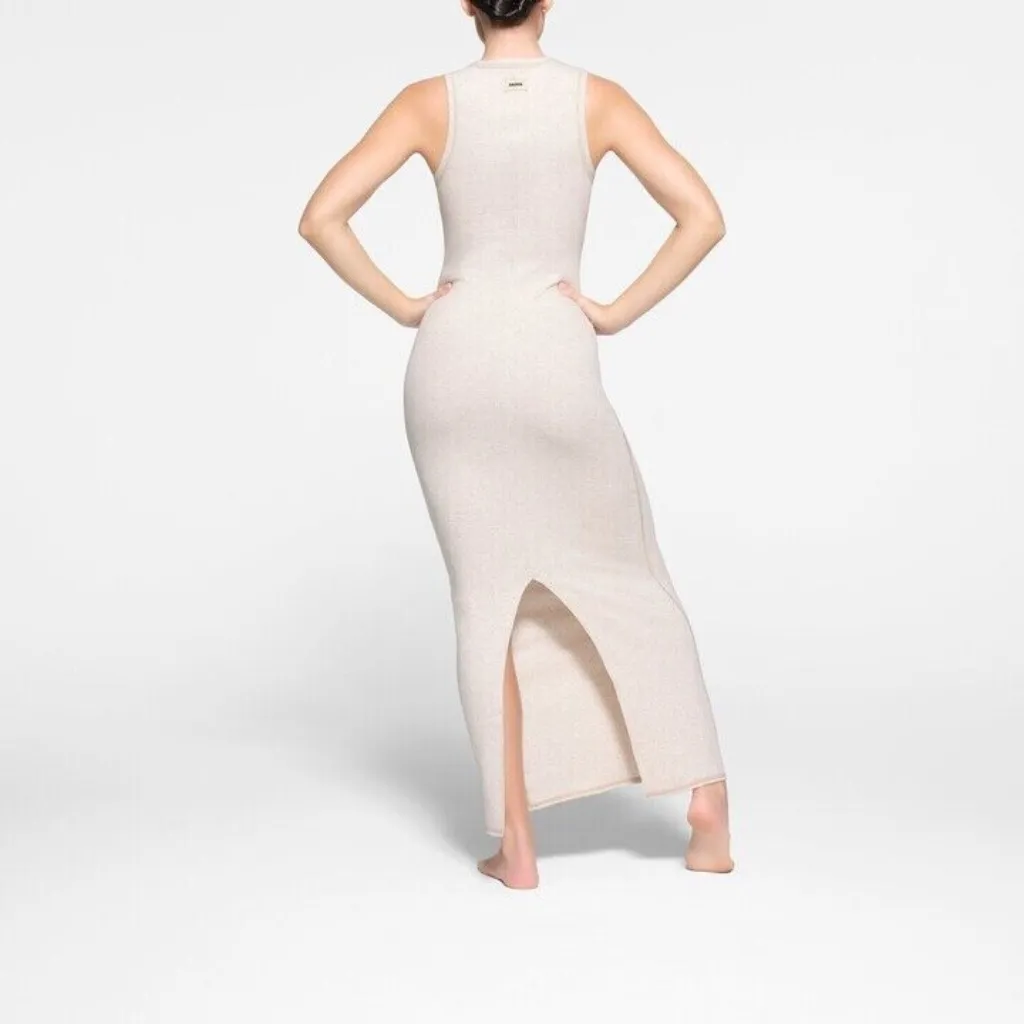 Skims Cotton Rib Dress in Heather Oatmeal, Size X-Small - Image 7