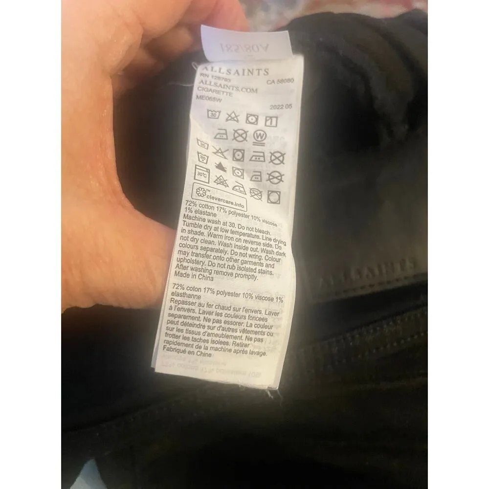 All Saints Cigarette Skinny Fit Jean, Jet Black, A62 - Image 14