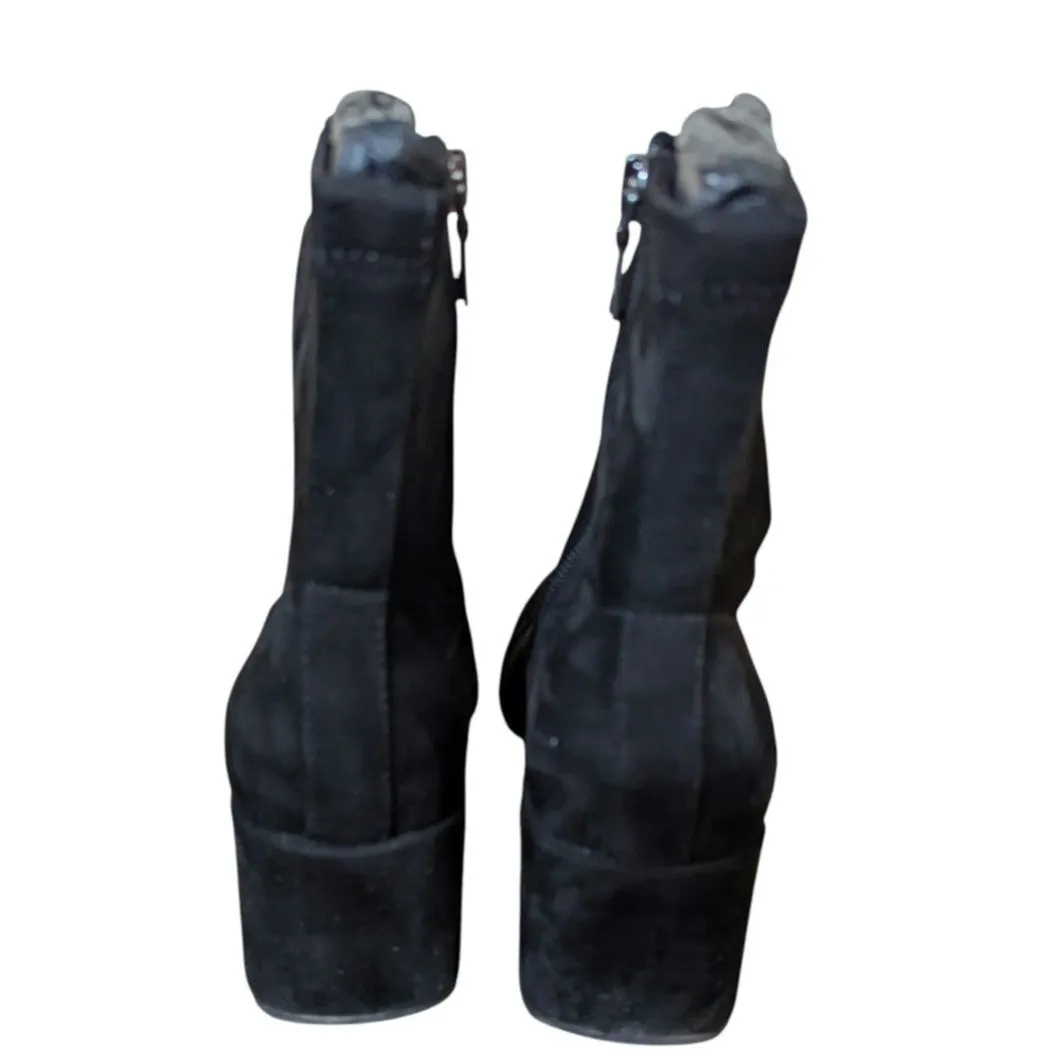 Aerosoles Faux Suede Wedge Ankle Boots Anouk Black Size 9 - Image 7