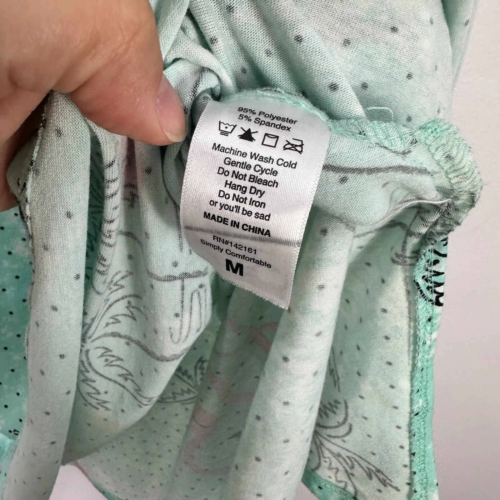 LuLaRoe Tunic Top‎ M Aqua Pink Flamingo Palm Tree Print Summer Retro Whimsical - Image 4