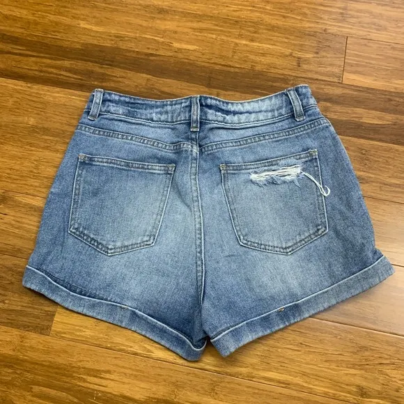 Pacsun Mom Shorts Womens Size 28 Distressed Denim Cuffed‎ Hem Blue Wash Cotton - Image 2