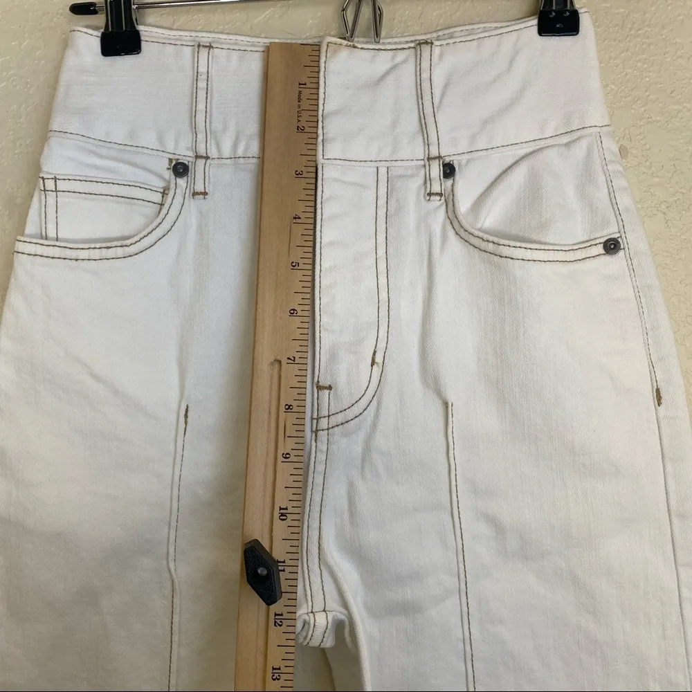 Joie Gadina Pants jeans wide leg cropped white high waisted in porcelain size 23 - Image 7