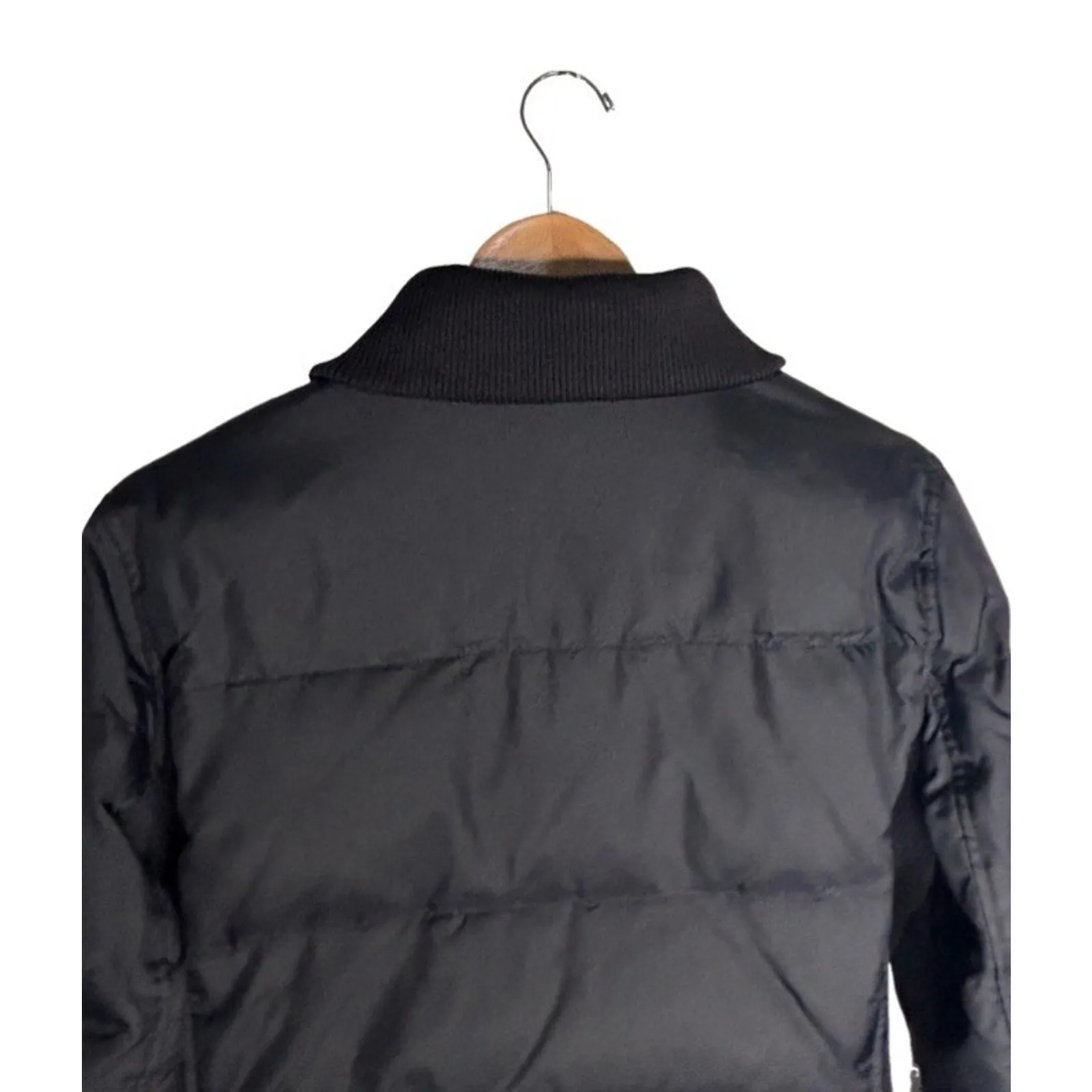 Old Navy Coat Puffer Size Medium Vintage Black Side Panels Down Feather FLAWED - Image 10