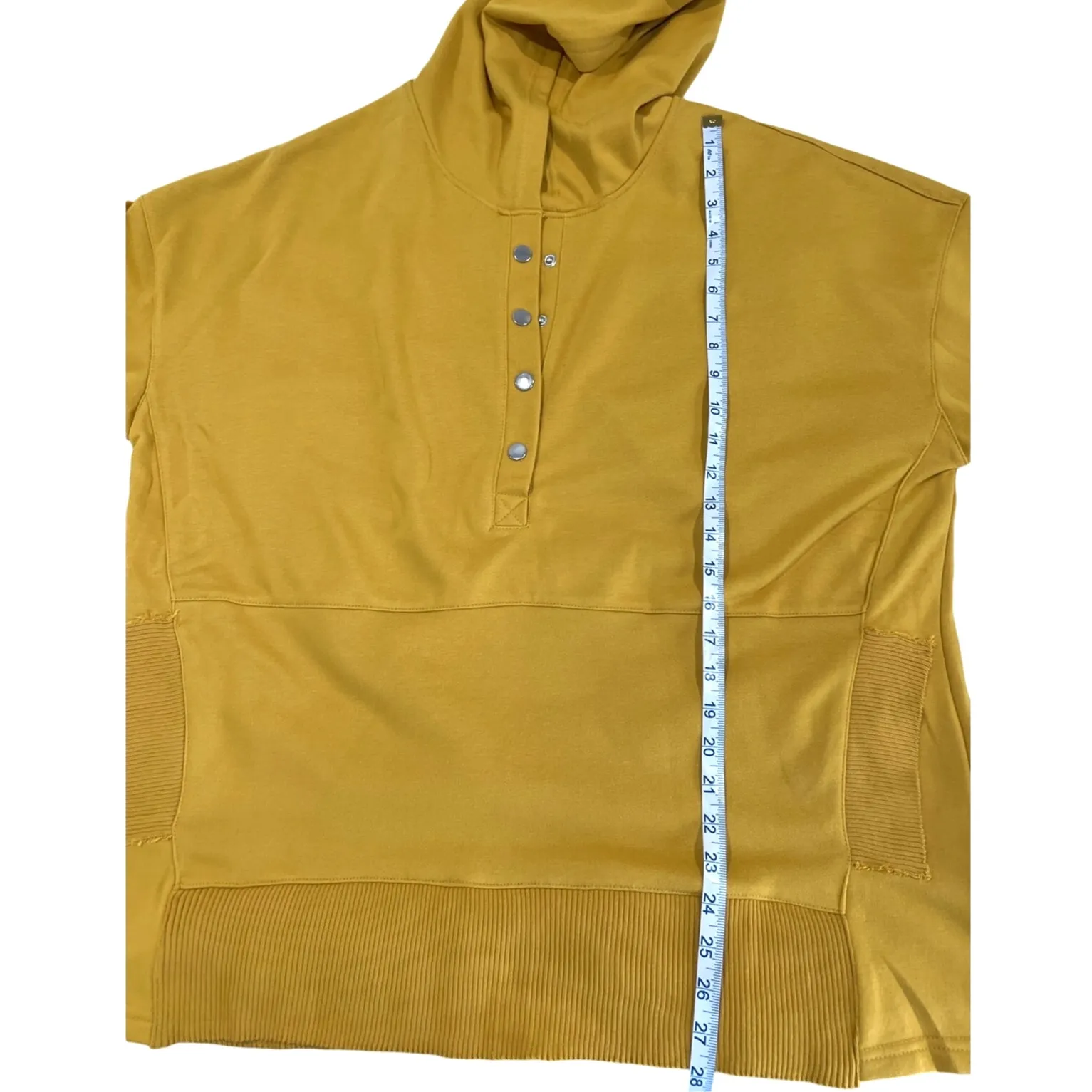 Mustard Yellow Snap Collar Hoodie Women's Size XL Classic Sweatshirt Alternative - Image 6