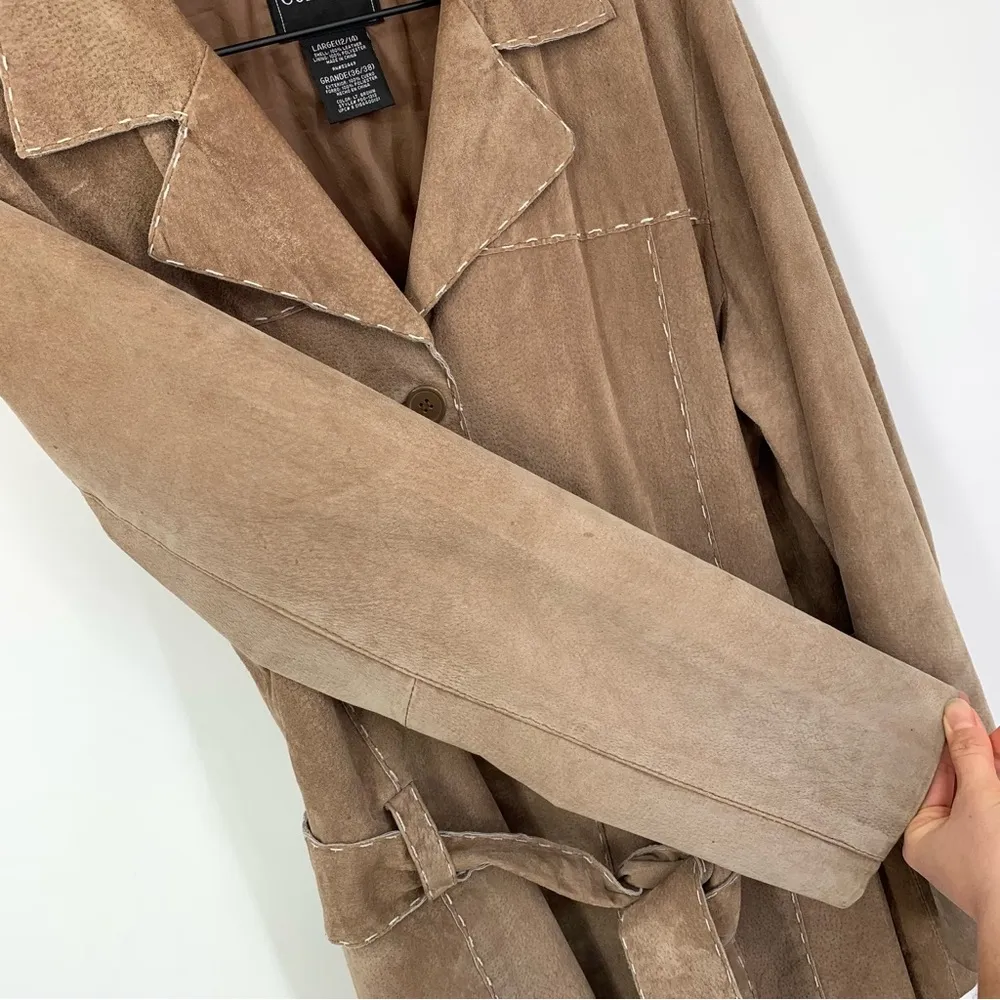 VTG OUTBROOK Suede Leather Jacket Tan L Size L - Image 6