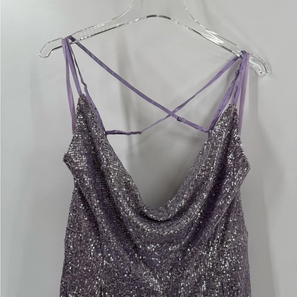 NWT Anthropologie Ranna Gill Sequin Cowl Neck Jumpsuit in Lavender Purple size M - Image 6