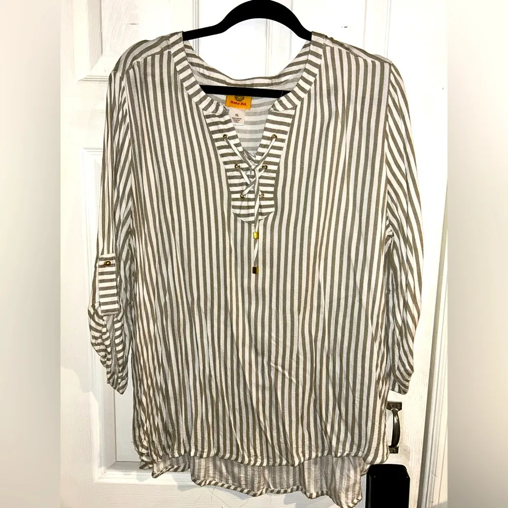 Ruby Rd . Striped Blouse Size XL - Image 2