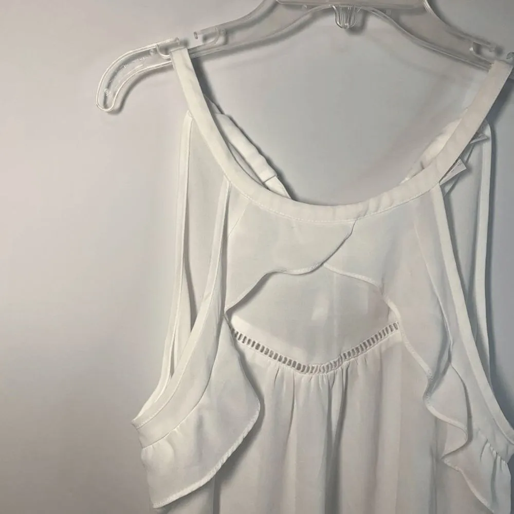 SOHO Racerback Sheer White Blouse Size Medium - Image 3