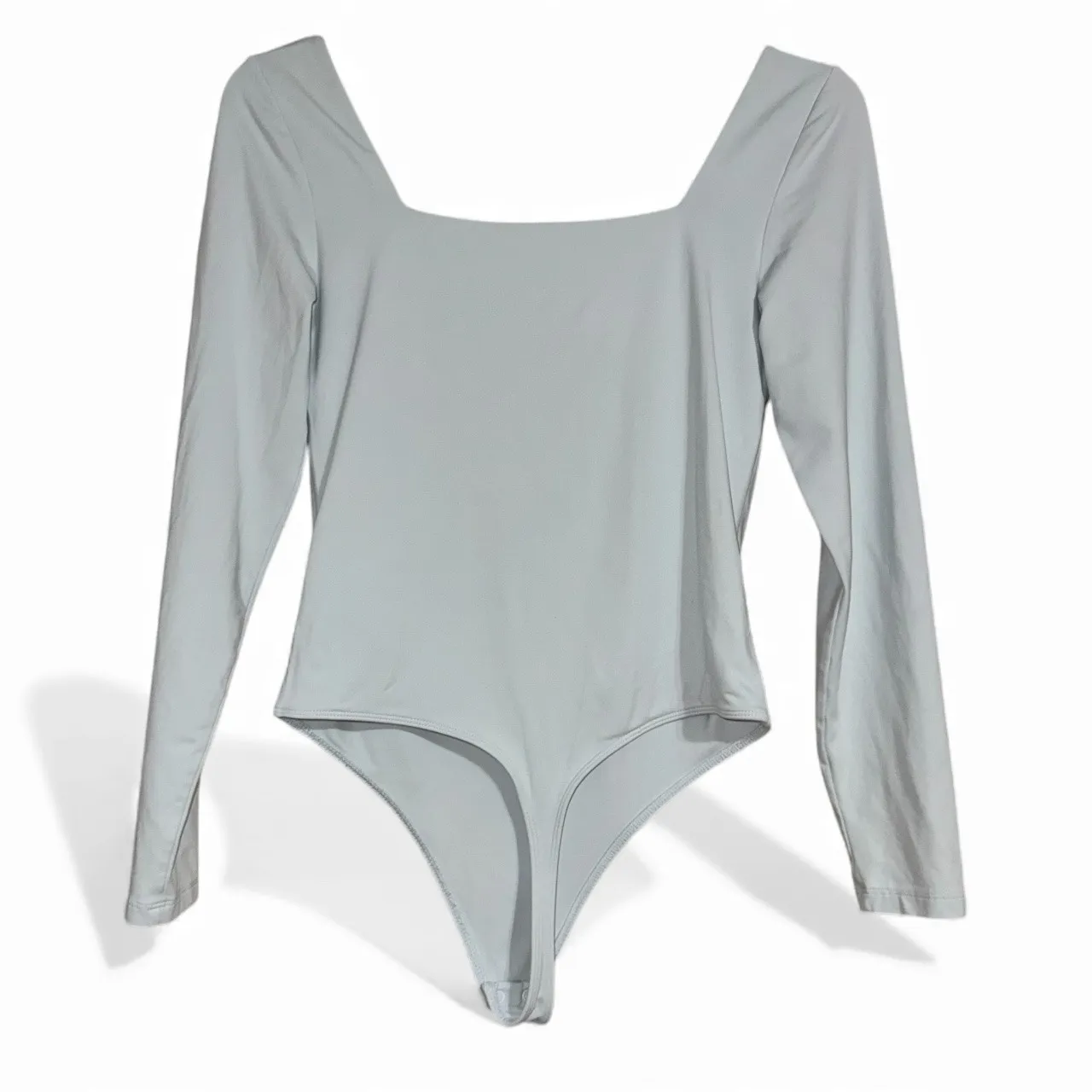 BABATON Long Sleeve Square Neck Thong Bodysuit Light Blue Size‎ L - Image 2