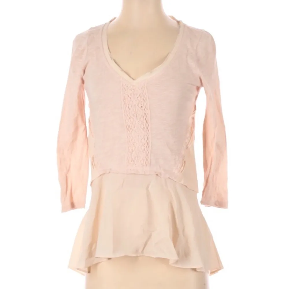 Anthropologie Meadow Rue Melia‎ Peplum Top Size XS Pale Pink Peach - Image 2