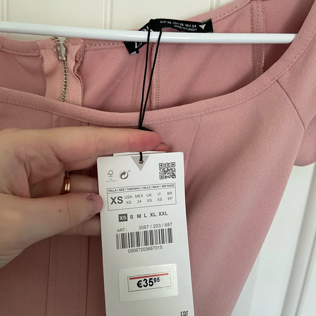 NEW ZARA women’s light pink off shoulder bodycon back‎ slit maxi dress XS - Image 4