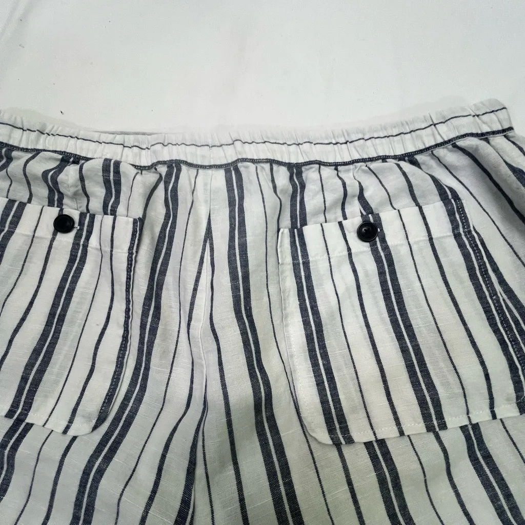 LIZ‎ CLAIBORNE LINEN BLEND STRIPED PANTS L NAVY BLUE/WHITE 
4 POCKETS PREOWNED - Image 11