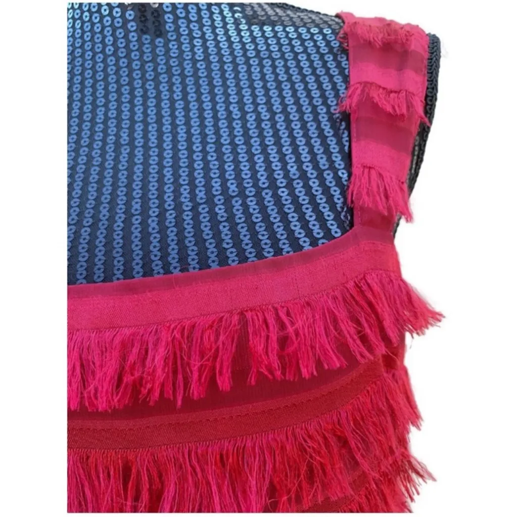 Show Me Your Mumu Aria Eyelash Fringe Red Mini Sheath Dress Large NWT - Image 3